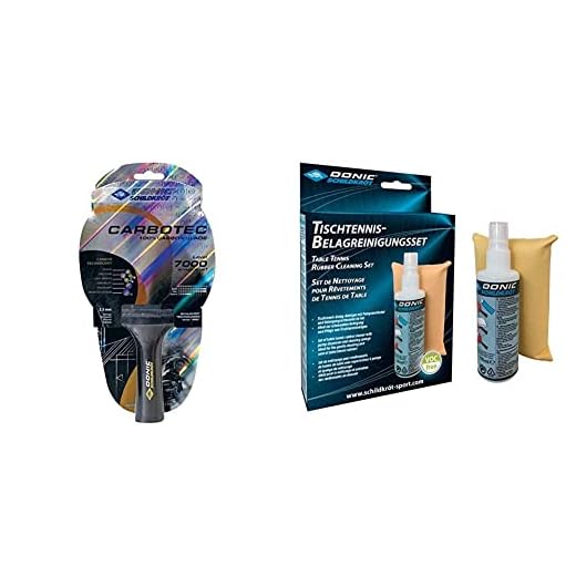 Schildkröt Unisex – Erwachsene Donic Tischtennisschläger CarboTec 7000, 100% Carbon, 2,3 mm Schwamm & Donic Tischtennis Reinigungsset, 100 ml Belagreiniger im Pumpzerstäuber