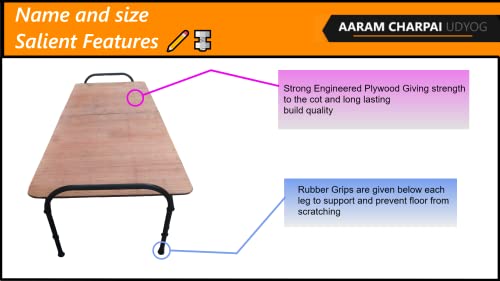 Image of Plywood Folding Bed Cot for Sleeping Space Saving Heavy Metal Frame| Portable | Multipurpose | Lightweight (Brown) (Round, 2.5X6 ft or 30X72 inch)