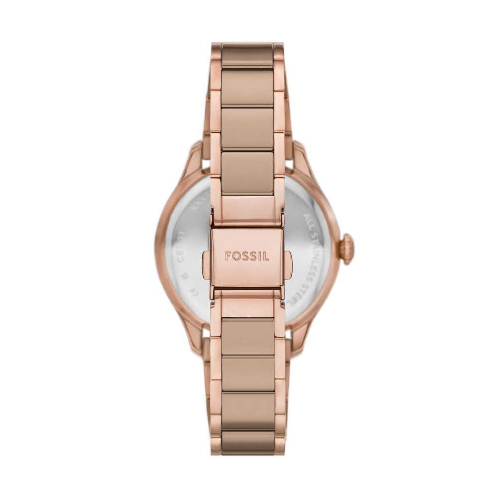 Fossil Gilmore Reloj Mujer, Movimiento de Cuarzo Tres Agujas Fecha con Correa de Acero Inoxidable o Cuero