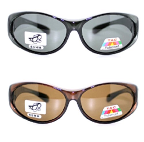 2 Women's Polarized Fit Over Oval Sunglasses Wear Over Eyeglasses