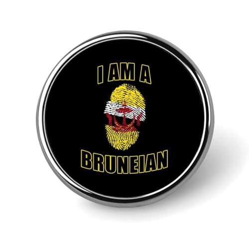 Broche ronde Je suis Brunei en métal, joli bijou décoratif pour homme et femme.