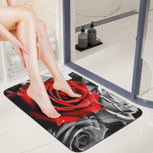 Tapis de sol antidérapant absorbant l'eau 60 x 40 cm roses - 3