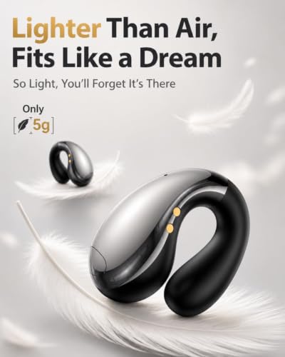 Image of Boytond Ultra Open Ear Earbuds - Ergonomic Clip-On Earbuds, Small Bone Conduction Over-The-Ear Headphones with Waterproof Design, Perfect Running Headphones for Sports and Fitness, Gloss Black