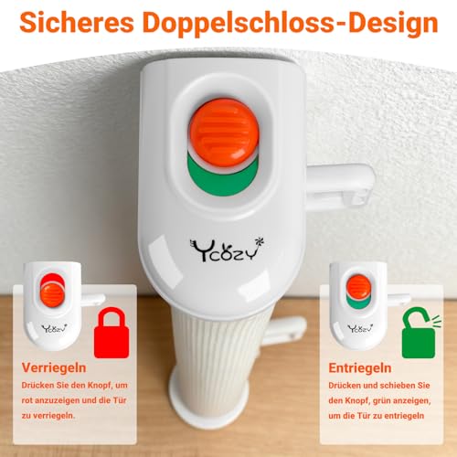 Ycozy 2026 Aufgerüstet Treppenschutzgitter 0-200cm Türschutzgitter Ausziehbar mit Stützstangen Treppenschutzrollo Einhändiges Öffnen Kinderschutzgitter Türgitter Baby Hunde Absperrgitter Treppengitter