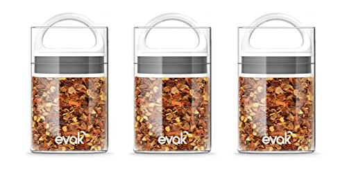 Best PREMIUM Airtight Storage Container for Coffee Beans, Tea and Dry Goods - EVAK - Innovation that Works by Prepara, Glass and Stainless, White Gloss Handle, Mini: Set of 3