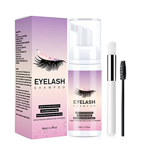 Lash Shampoo for Eyelash Extension 50ML Lash Extension Shampoo Kit Makeup Remover Eyelash Extension Shampoo for Eyelashes Extension Remover Home Use Nourishing Formula