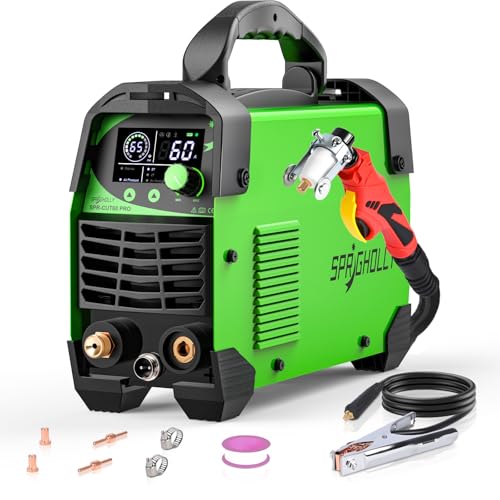 SPRIGHOLLY CUT60 PRO 60A IGBT Cortadora de Plasma 240V - Corte máximo acero 16mm, corte limpio 10mm - Pantalla LED digital, modo 2T/4T, protección sobrecarga, arranque fácil