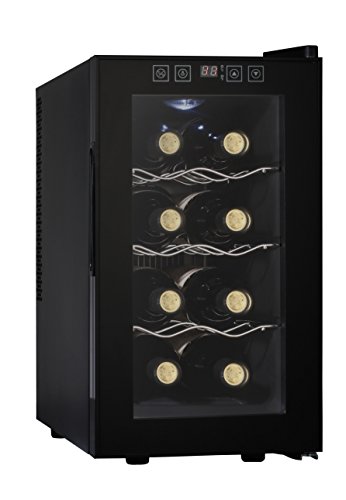Weinkühlschrank Getränkekühlschrank BC25 (8 Flaschen, Digitalanzeige, 70 Watt, 3 Flaschensedimente, 11-18°C, höhenverstellbar)