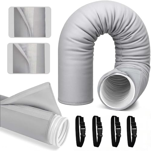 Funda de Aislamiento Portátil Para Manguera de Aire Acondicionado, Cubierta de Manguera de Aire Acondicionado con 3 correas, Se Adapta a Mangueras de Escape de 5 y 5.9 Pulgadas de Diámetro