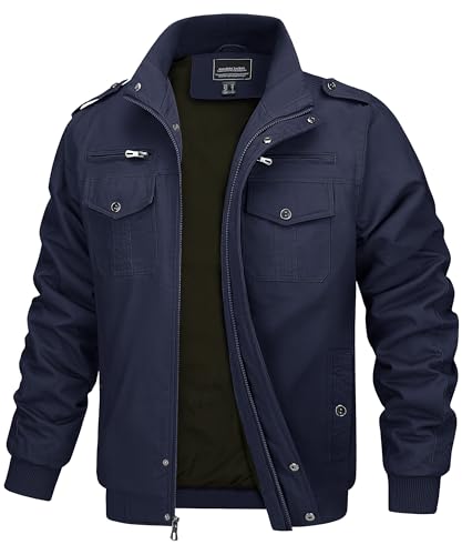 MAGCOMSEN Herren Cargo Jacke Frihling Pilotenjacke Stehkragen...