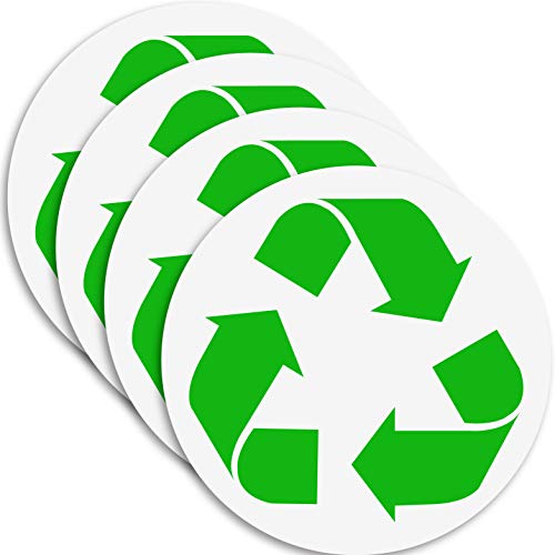4 Pack (13.5In X 13.5In) Recycle Logo Sticker To Organize Your Trash - For Trash Cans, Garbage Containers And Recycle Bins - Premium Vinyl Decal (13.5In X 13.5In, Green) #TOP23