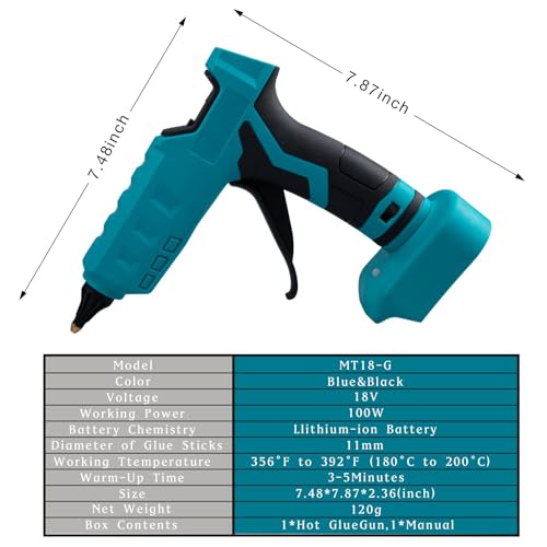 Image of 100W Cordless Hot Glue Gun Compatible with Makita 18V Battery