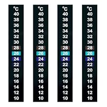 GLADFRESIT Stick-On LCD Thermometer Strips - 4 Pack, Adhesive, 10-40C Sensing Range, Ideal for Aquariums, Fish Tanks, Home Brewing and Fermentation Temperature Control.