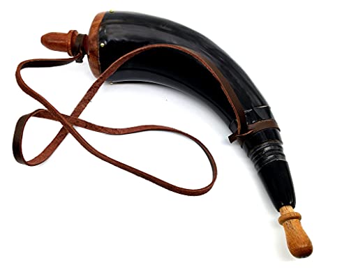 5Moonsun5'S Hand Carved Powder Horn With Leather Strap For Civil War Re-Enactment Colonial Black Powder Civil War Repro Revolutionary - Mountain Man #TOP4