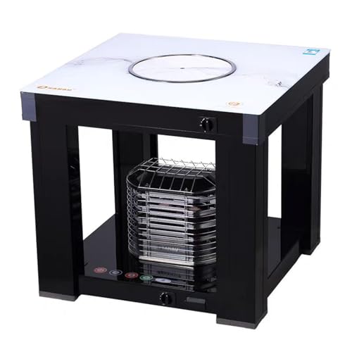 Tragbarer beheizter Tisch für Wohnzimmer und Schlafzimmer, Doppelbrennstoffheizung mit Gas- und Elektrooptionen, multifunktionales Design zum Lesen und Schlafen