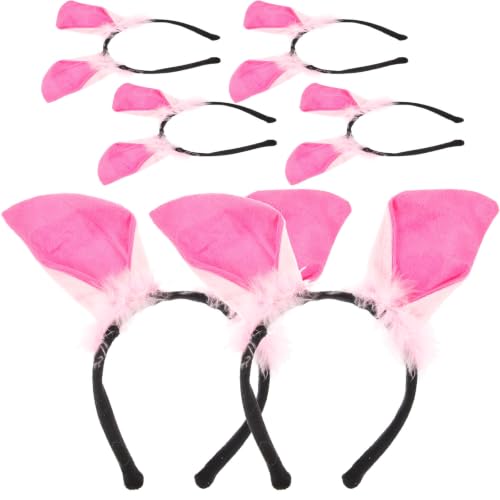 Diademas de orejas de animal de alta elasticidad en hilo de lana rosa suave POPETPOP