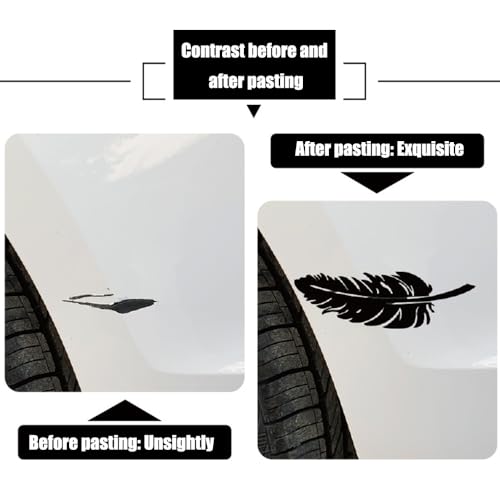 Image of Ouliget Car Stickers Feathers Cover Scratches,Scratch Repair Decoration Vinyl Decals,Car Decoration Mirror Sticker Laptop Wall Decal,White