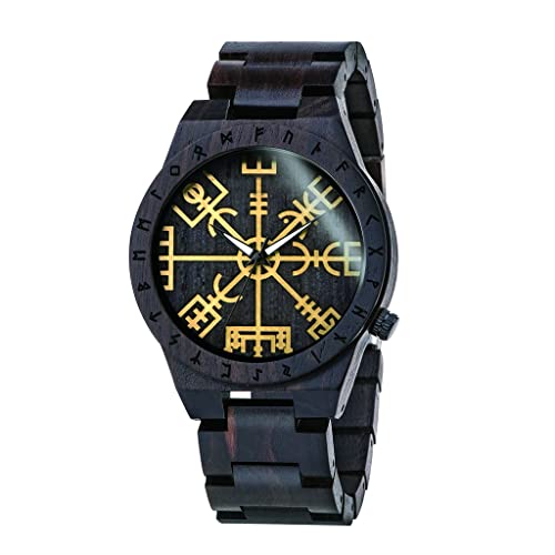Montre en bois de Viking pour hommes style nordique