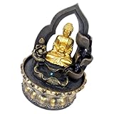 TOYANDONA Buddha Resin Waterfall Fountain Mini Indoor Garden Decor Tabletop Water Feature with US Plug