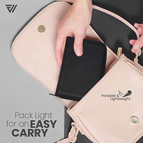 Rfid Blocking Passport Holder And Luggage Tag Set With Zipper Closure & Sim Pockets | Travel Wallet Organizer | Lightweight Pu Leather Travel Document Holder For Men & Women | Passport Wallet (Black) #TOP6