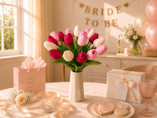 Image of Mandy's 20pcs Artificial Shades of Pink Tulips