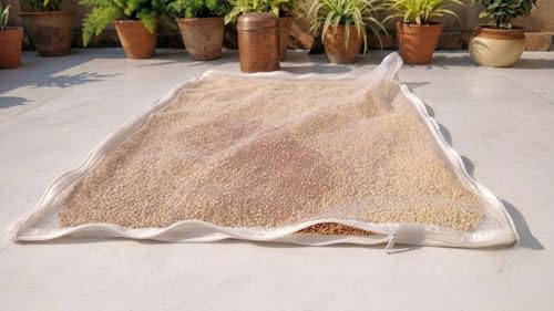 Image of Foveros (Pack of 1) Cotton Drying Cloth with Net, Off White, 73 x 91 cm, Breathable, Washable, Reusable for Papad, Spices, Mangodi,Wadiyan,Millets, To dry Lemon & Mango for Pickle (Pack of 1)