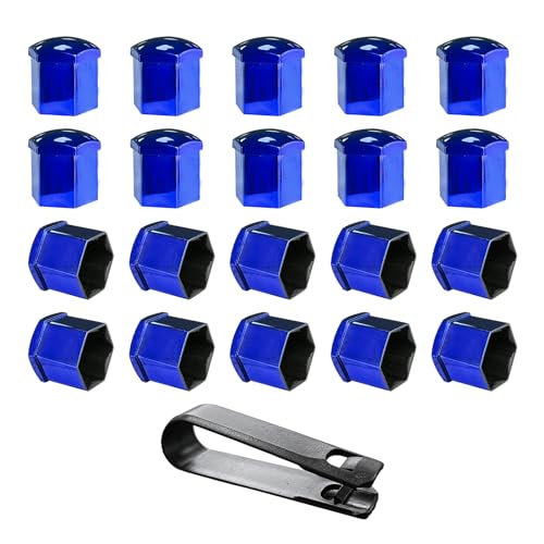 Augeny 20 PCS Wheel Nut Covers Bolt Caps, 19mm Wheel Lug Bolt Covers Caps with Removal Tool, Auto Hub Screw Bolt Head Tire Protector, Universal Vehicle Exterior Decor Accessories (Blue)