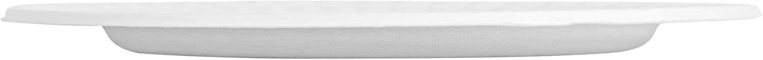 Restaurantware-Pulp Safe 9 x 9 Inch Round Dessert Plates, 100 No PFAS Added Dinner Plates - Home Compostable, Diamond Rim, White Bagasse Sustainable Plates, BPI-Certified, Disposable