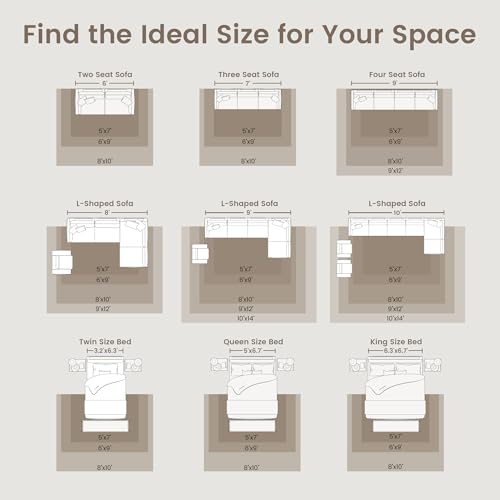 zesthome 6x9 Area Rug, Super Soft Washable Rugs for Living Room, Non-Slip Stain Resistant Vintage Rugs, Ultra-Thin Large Area Rugs (Grey/Orange,6'x9')