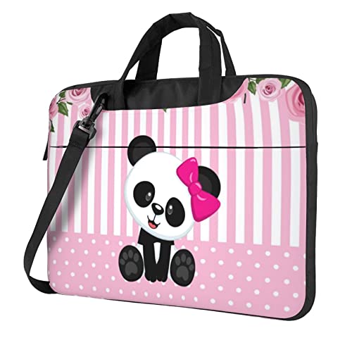 Sac ordinateur portable 15.6 pouces noir avec bandoulière imprimé panda
