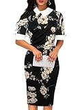 oxiuly Women's Retro Bodycon Knee-Length Formal Office Dresses Pencil Dress OX276