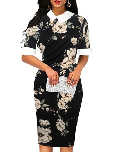 oxiuly Vintage Bodycon Floral Sheath Dressed for Women 2025 Elegant