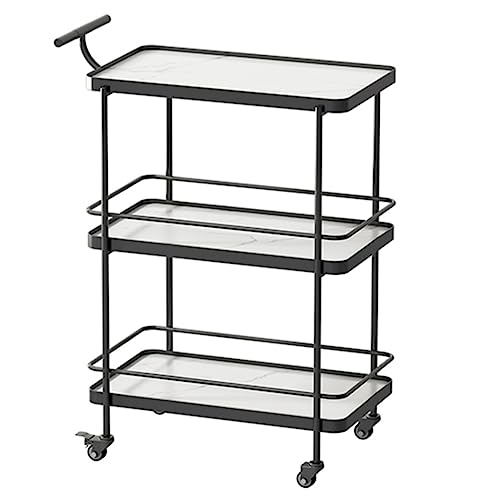 DANNMPX Carrito Organizador Carro De Comedor 3 Niveles Entrega Pasteles Móvil Negocios Bar Empuje Manual Hierro para El Hogar Cocina(Black)