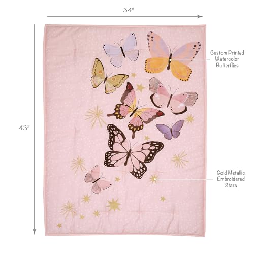 Image of Lambs & Ivy Butterfly Dreams Pink /Gold 3-Piece Nursery Baby Crib Bedding Set