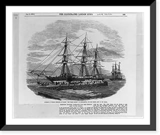Historic Framed Print, Shipment of wooden barracks, on board THE WHITE FALCON, at Southampton [dock], for the French Army in Crimea, 17-7/8" x 21-7/8"