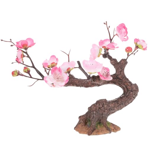 Yardwe Mini Cherry Blossom Tree Decoration 6 Inch Fake Small Tree Adornment Artificial Plum Bonsai for Home Table Centerpiece Indoor Micro Landscape