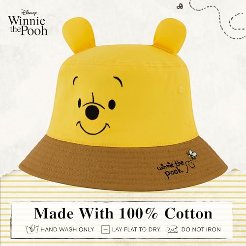 Disney Winnie The Pooh Bucket Hat, Packable Travel Hat with 3D Bear Ears, Wide Brim Summer Hat, Yellow, One Size 6