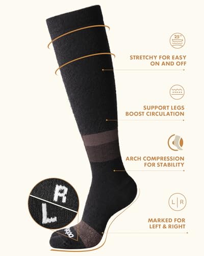 Image of Thick Soft Cotton Compression Socks for Women Men 15-20mmHg Knee High Breathable Cotton Socks for All Day Comfort