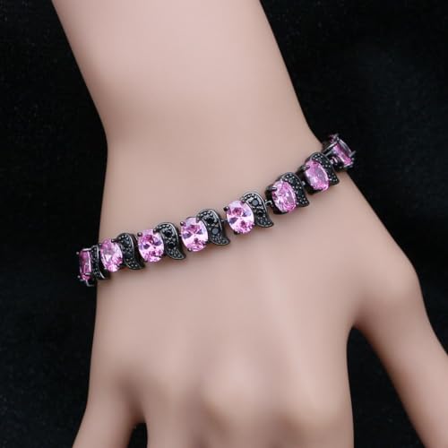 Image of LMXXVJ Fashion Tennis Bracelet Created Emerald White Gold Plated Charm Bracelet Gifts Jewelry for Women