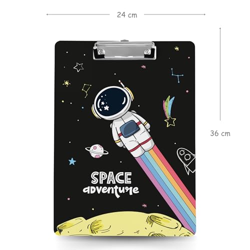 Image of Clipboard Drawing, Writing, Exam Board with Clip (Size - 24x36 cm) Sturdy, Lightweight for Office, School, College - Space Adventure