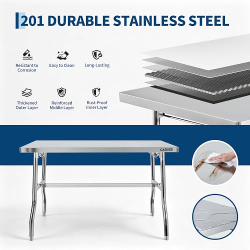Stainless Steel Folding Work Table,24"x48" Small Portable Foldable Table by Garvee - Used condition - Image 4