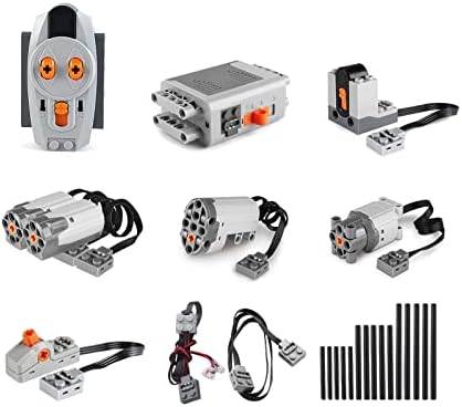 MISINI 25 Pieces Power Functions Motor Set, Science and Technology Power Motor Kit, Including 1L/2M/1 Servo Motors,Remote Control Battery Box Extension Cord Switch Receiver Set,Compatible with Lego