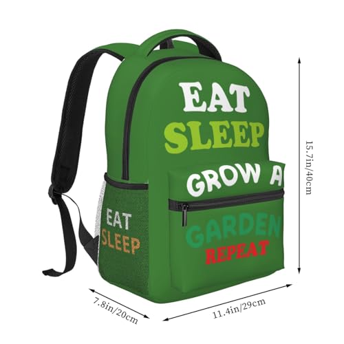 Eat Sleep Grow A Garden Repeat Bag Large Capacity 15.7 Inch Backpack Funny Polyester Adjustable Laptop Backpacks2