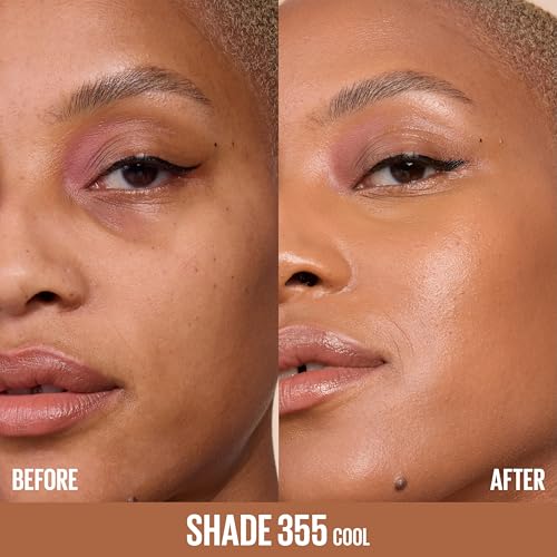 Image of Maybelline Lifter Plump & Glow Foundation, Liquid Foundation with 2% Niacinamide + Hyaluronic Acid, Plumping and Brightening Face Makeup, 355, 1 Count