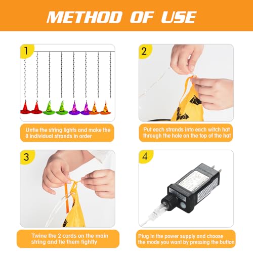 Halloween Witch Hat Lights Decoration Outdoor 8pcs Hanging Light - image 7