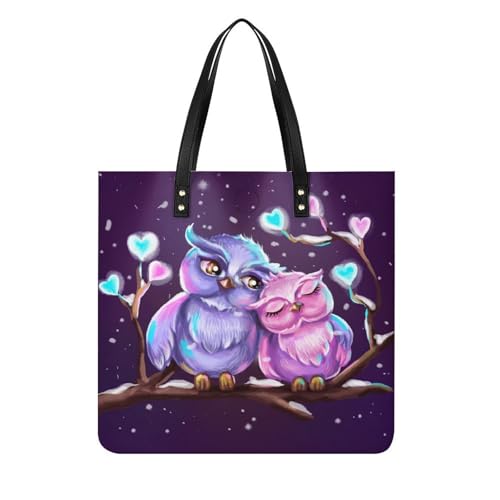 Sac à main Chouettes Mignonnes grand format - Sac à bandoulière femme toilé 39x39cm