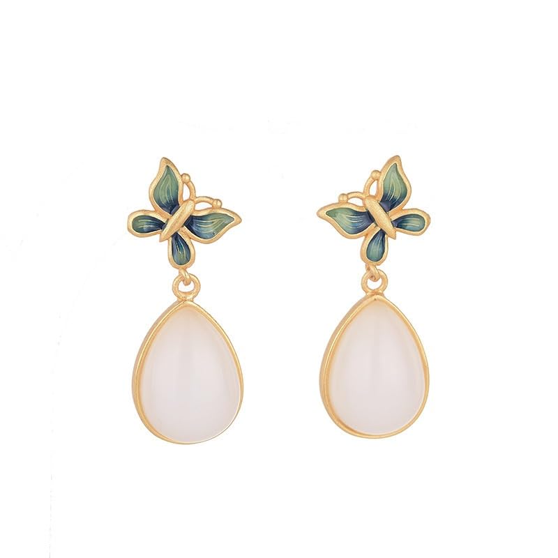 Bijoux en pierre blanche synthétique pendante femmes boucles oreilles pendantes