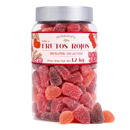 Miniatura 8 de Gominolas Frutos Rojos 1,2 kg Bote Grande. Surtido de Caramelos de Goma Fresa Uva Cereza, Chuches Blandas Sin Gluten y Sin Lactosa, Ideal para Fiestas Cumpleaños Candy Bar.