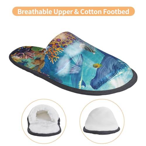 Sea World Print House Slippers For Women And Men,Soft Slippers With Memory Foam,Non-Slip Indoor Home Shoes3
