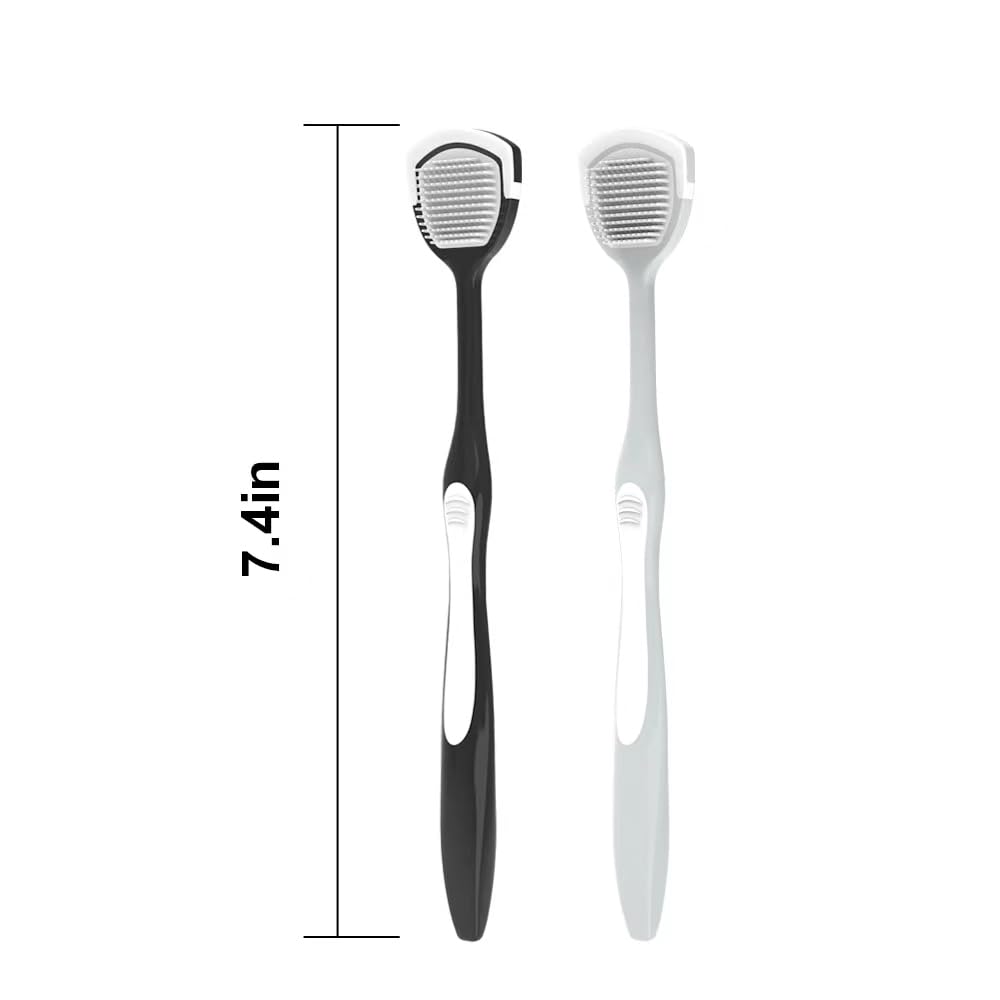 Limpiador de lengua, cepillo de lengua, raspador de lengua para higiene bucal, lengua limpia, reduce el mal aliento y hace que nuestro aliento sea más fresco, negro, gris, paquete de 4